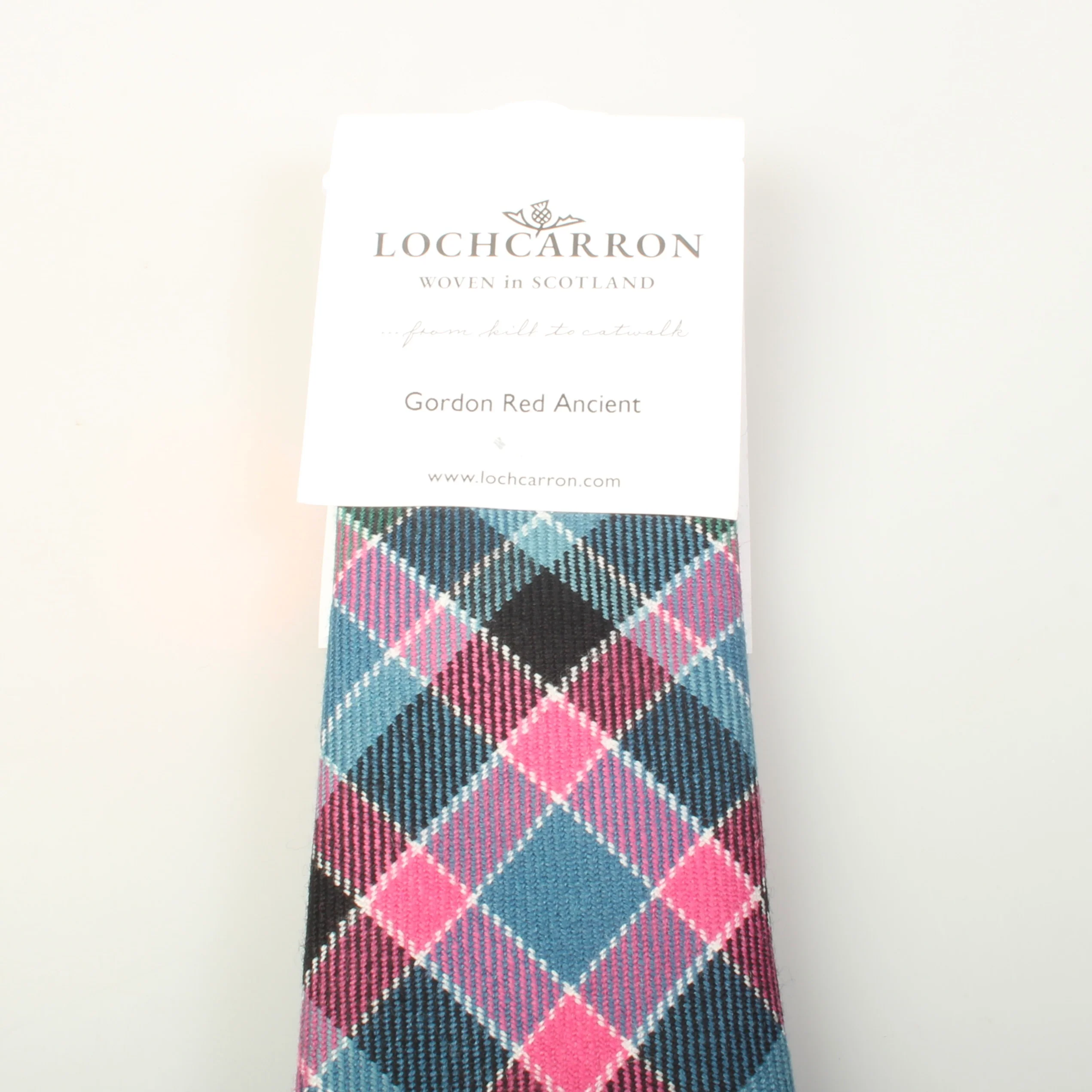Luxury Pure Wool Tie in Gordon Red Ancient Tartan - Image 2