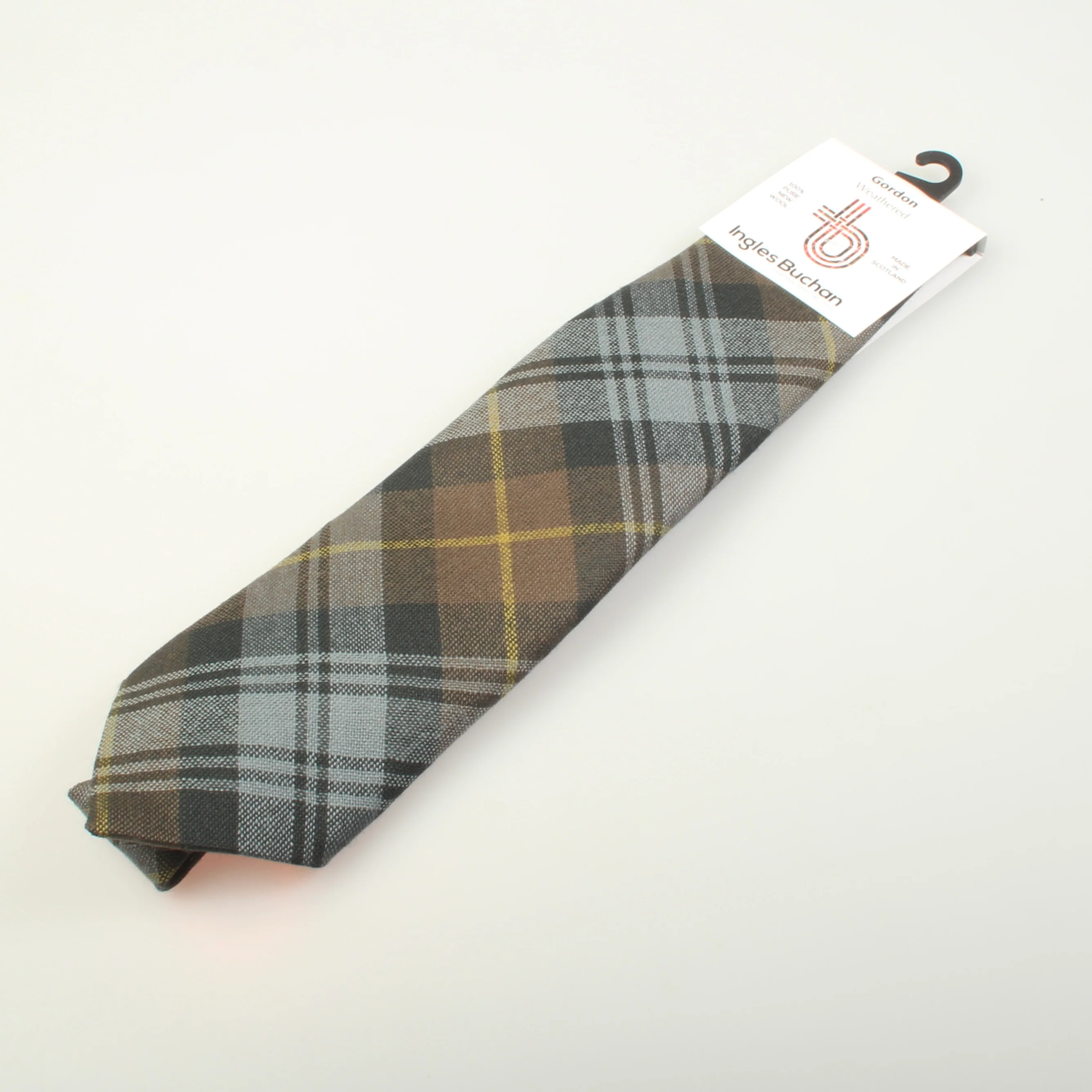 Luxury Pure Wool Tie in Gordon Weathered Tartan - Image 2