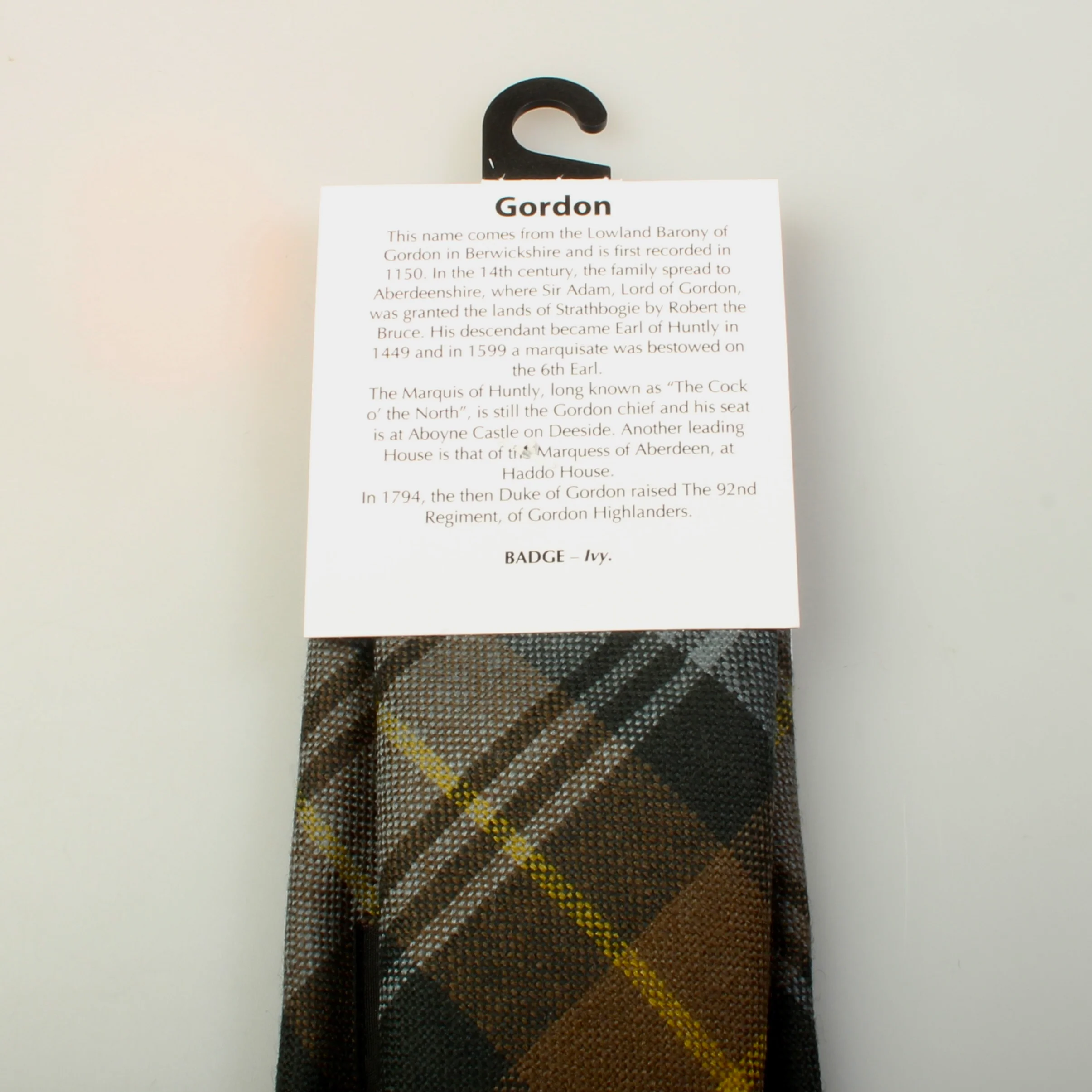 Luxury Pure Wool Tie in Gordon Weathered Tartan - Image 4