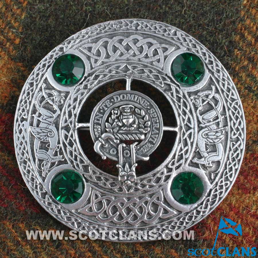 Lyon Clan Crest Pewter Plaid Brooch