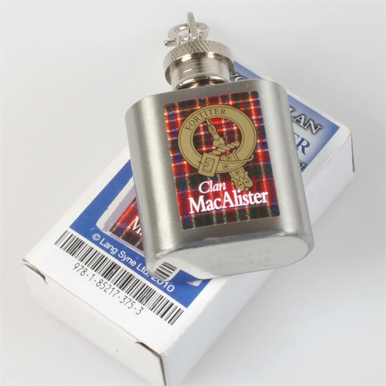 Shaw Clan Crest Nip Flask (to clear) Keyring