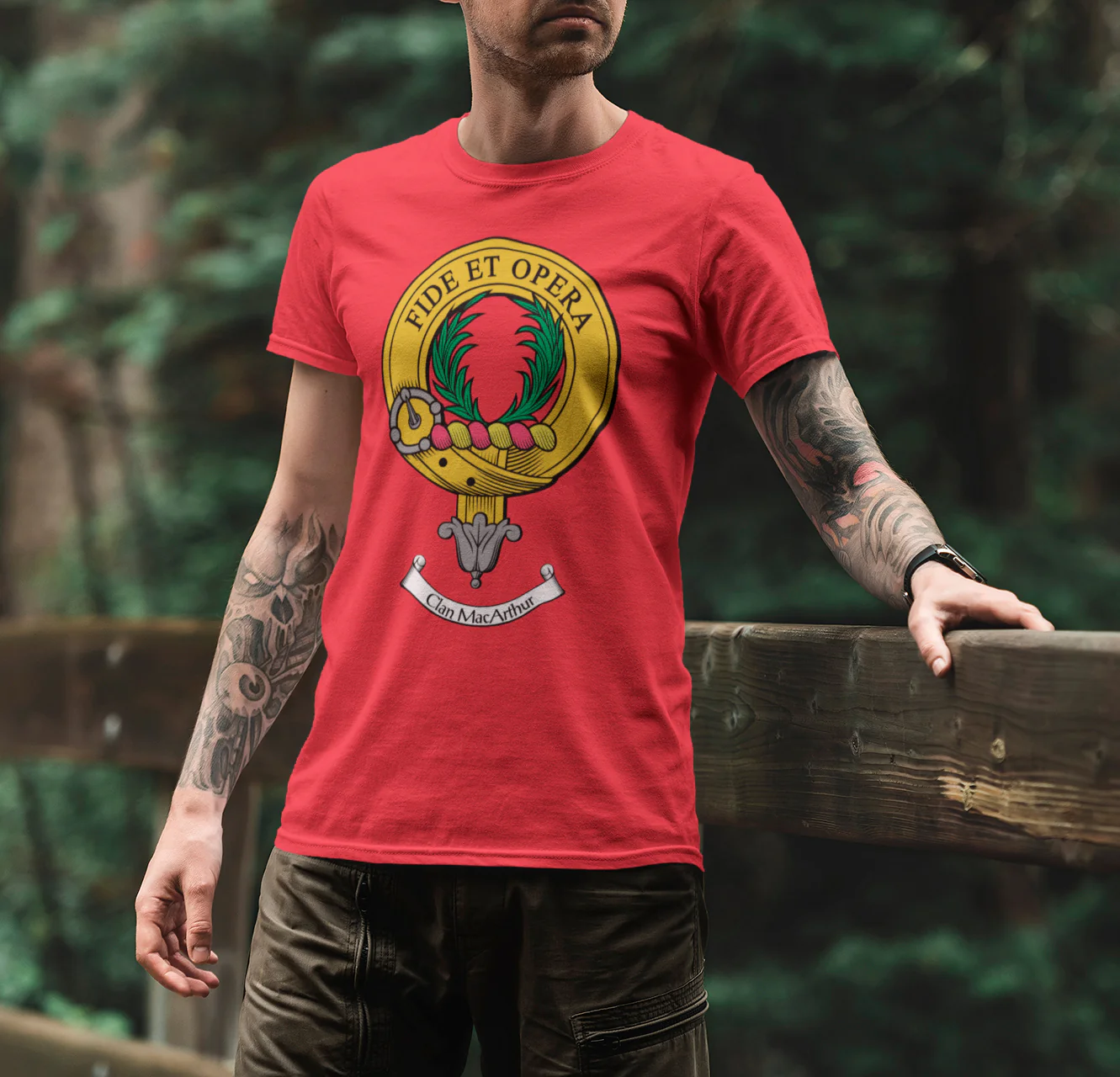 MacArthur Clan Crest Gents T-Shirt - Comfortable, Custom Printed Tee with Heritage Design