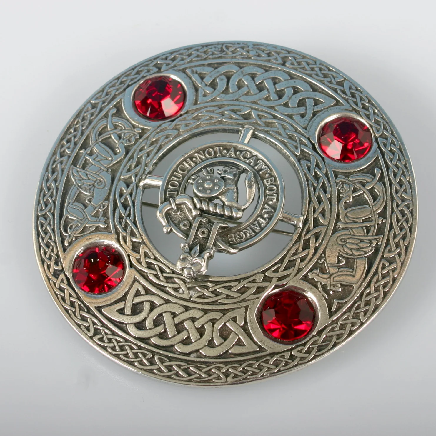 MacBain Clan Crest Pewter Plaid Brooch - Image 2