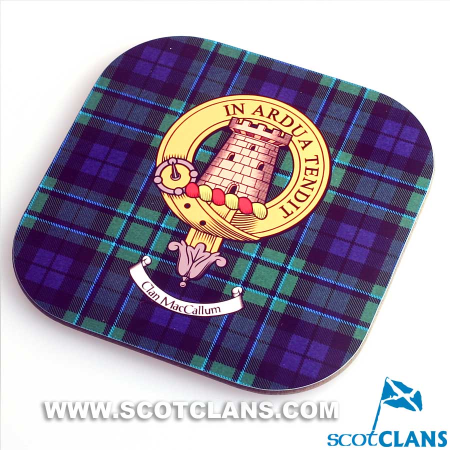 MacCallum Clan Crest and Tartan Wooden Coaster 4 Pack - Image 2