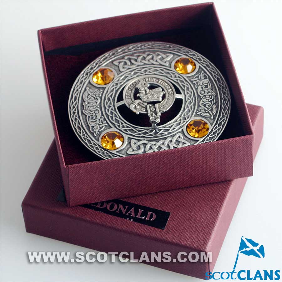 MacDonald Clan Crest Pewter Plaid Brooch - Image 2