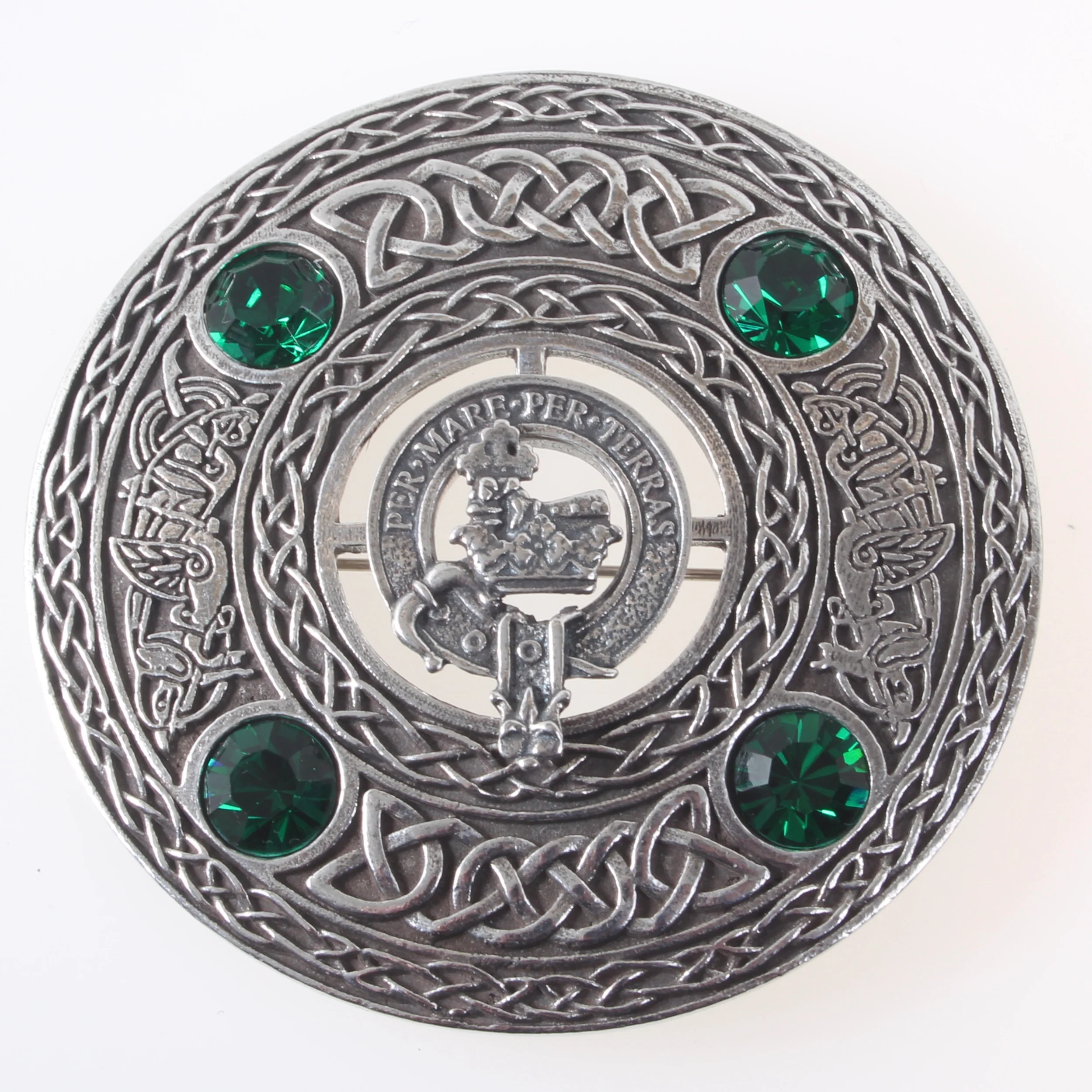 MacDonald Clan Crest Pewter Plaid Brooch - Image 3