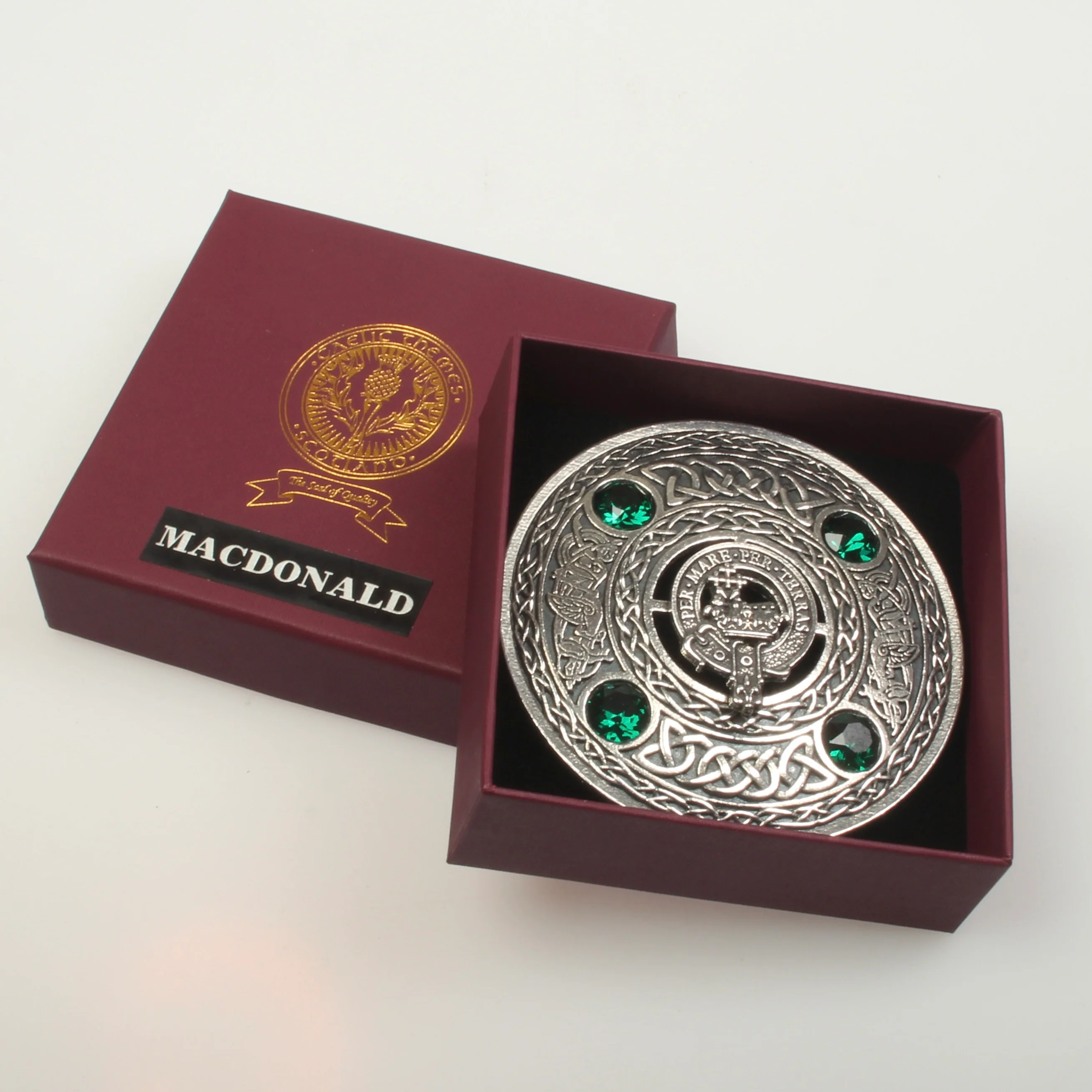 MacDonald Clan Crest Pewter Plaid Brooch - Image 5