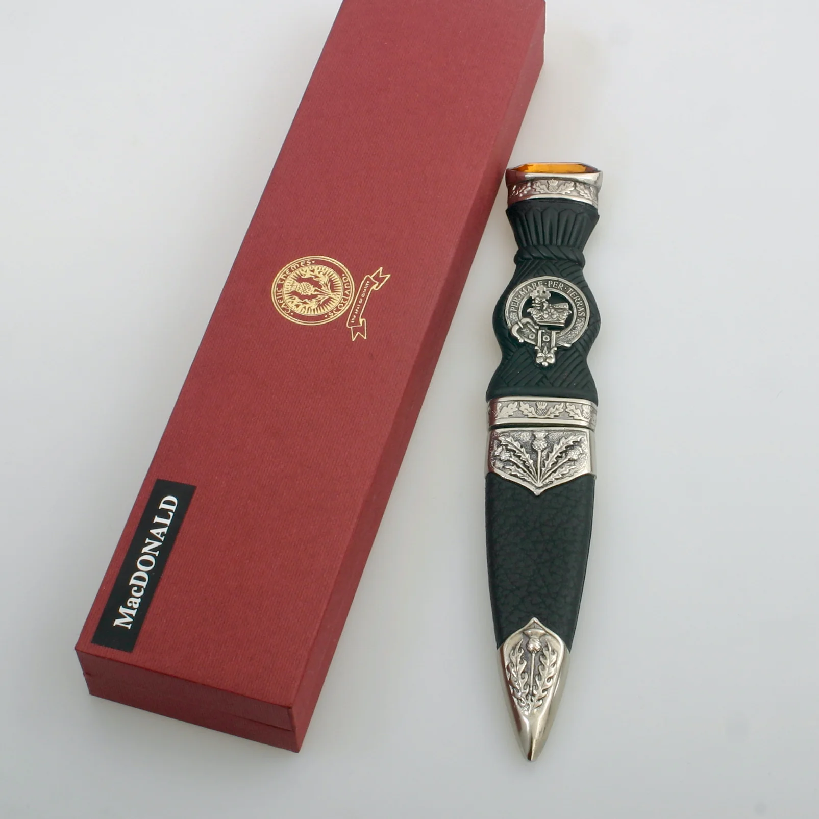 MacDonald Clan Crest Sgian Dubh - Stone Top - Image 3