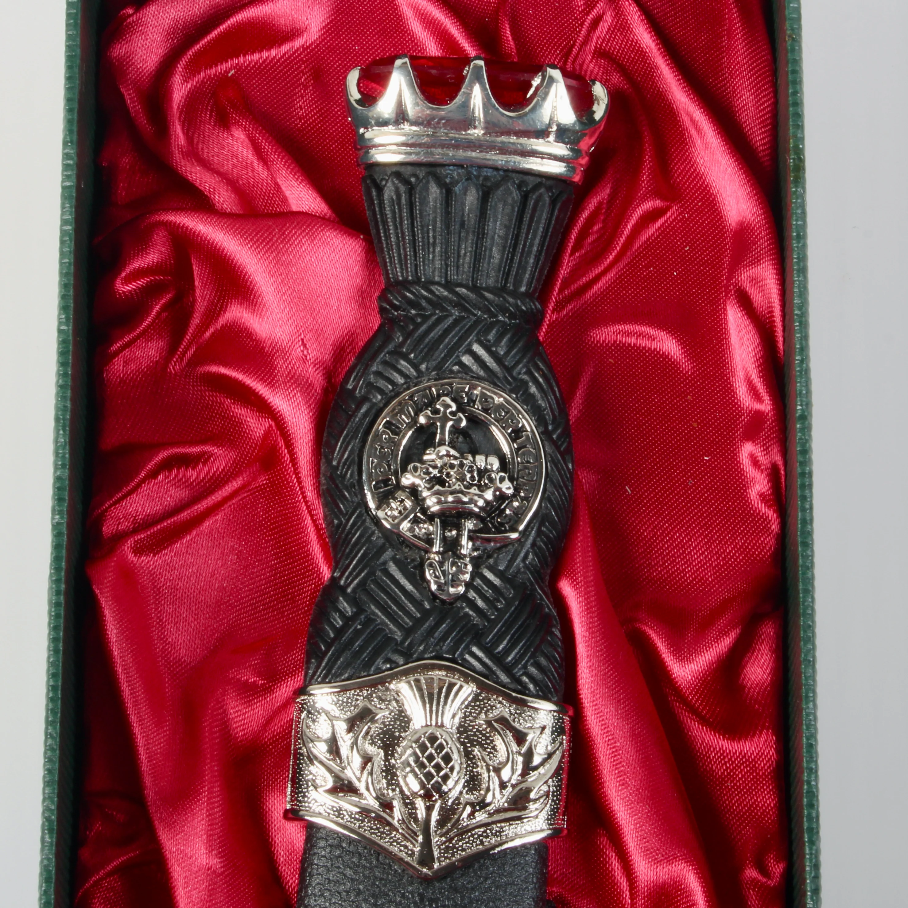 MacDonald Clan Crest Stone Top Thistle Design Sgian Dubh - Image 2