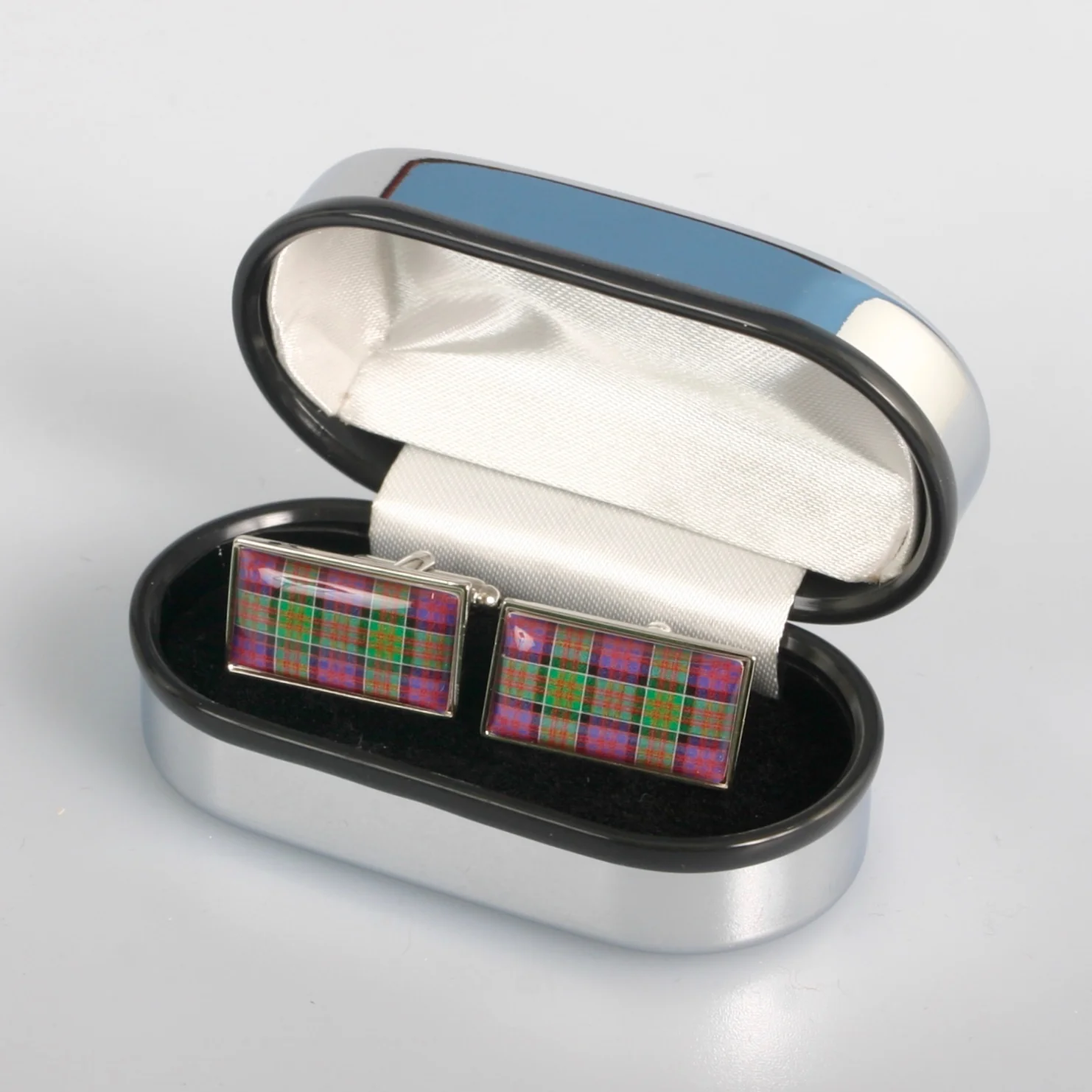 MacDonald of Clanranald Modern Tartan Cufflinks - Choose Your Shape. - Image 2