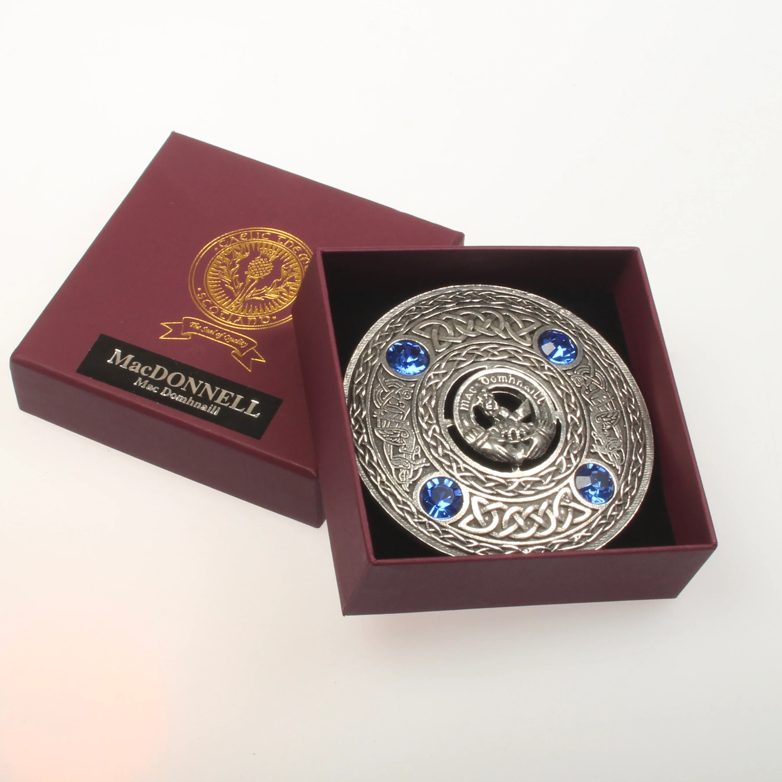 MacDonnell Clan Crest Pewter Plaid Brooch - Image 2