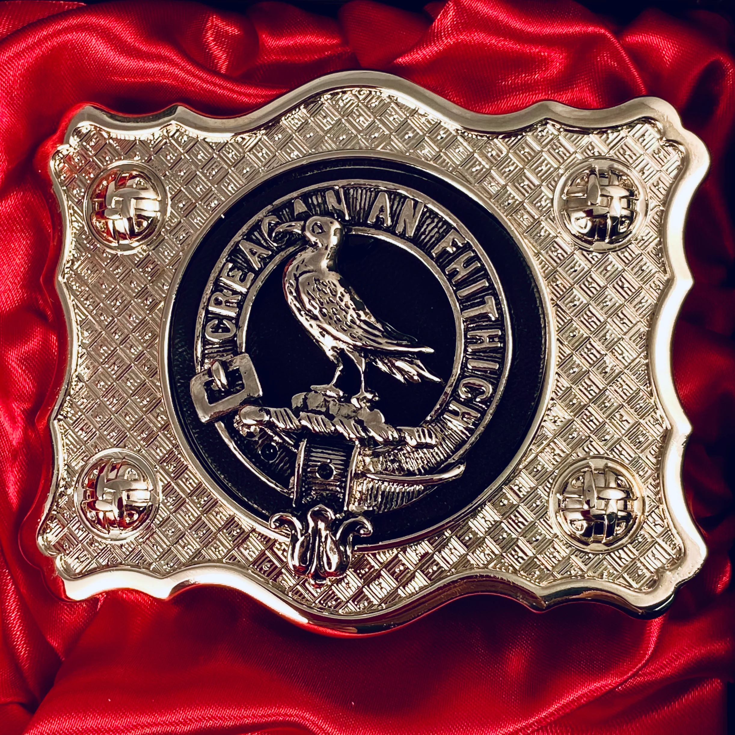 MacDonnell of Glengarry Pewter Clan Crest Buckle For Kilt Belts - Image 2
