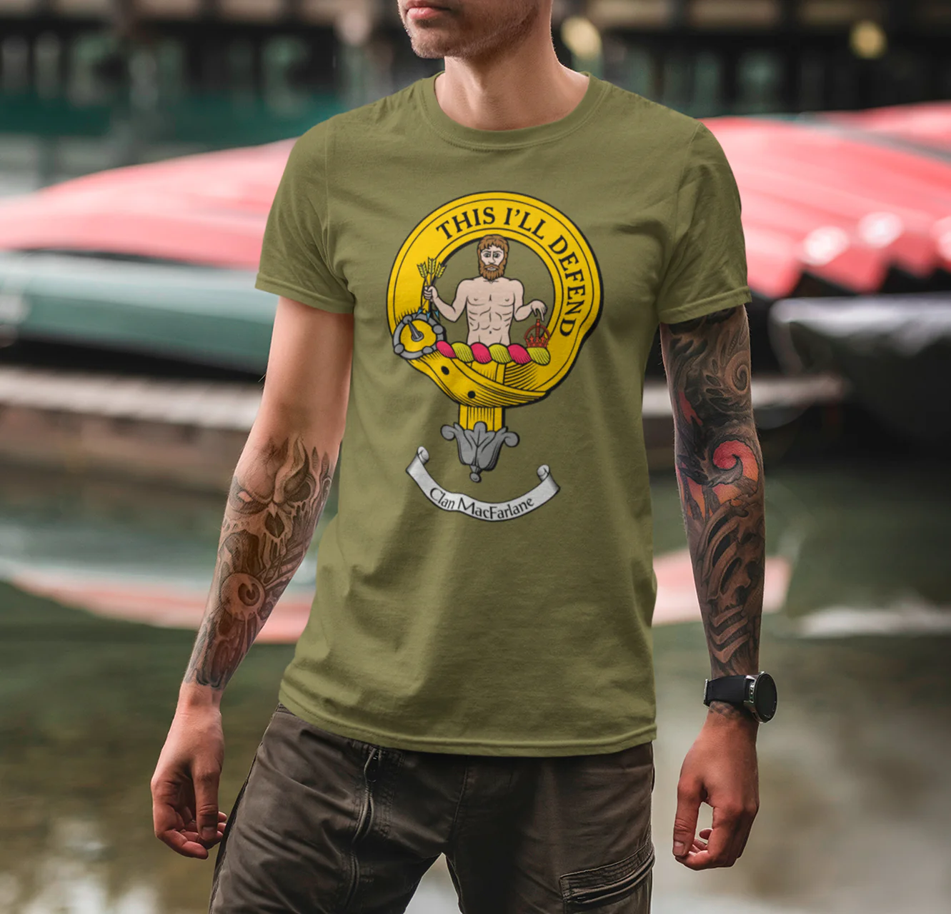 MacFarlane Clan Crest Gents T-Shirt - Custom Printed, Multiple Sizes Available