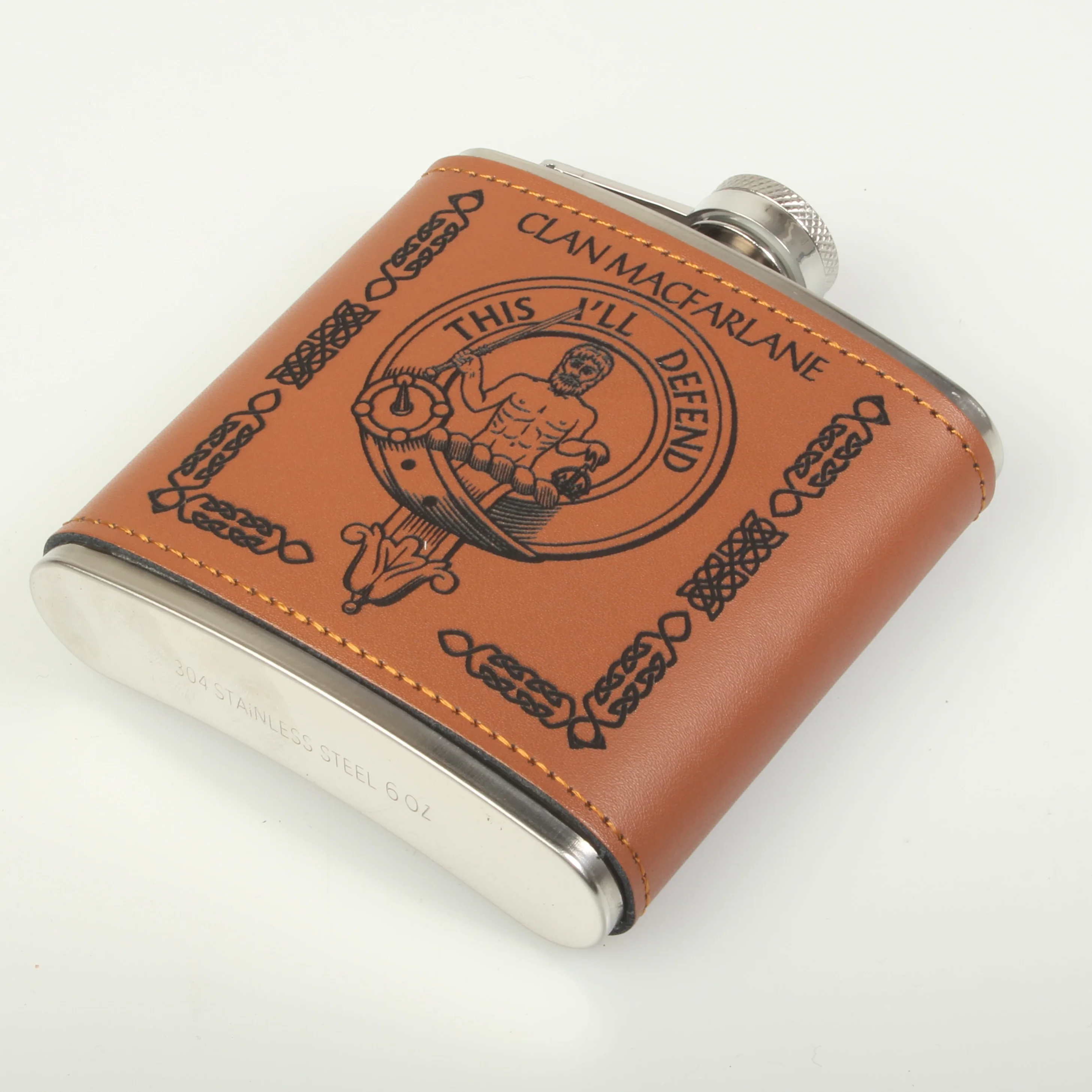 MacFarlane Clan Crest PU Leather Covered Hip Flask - Image 3
