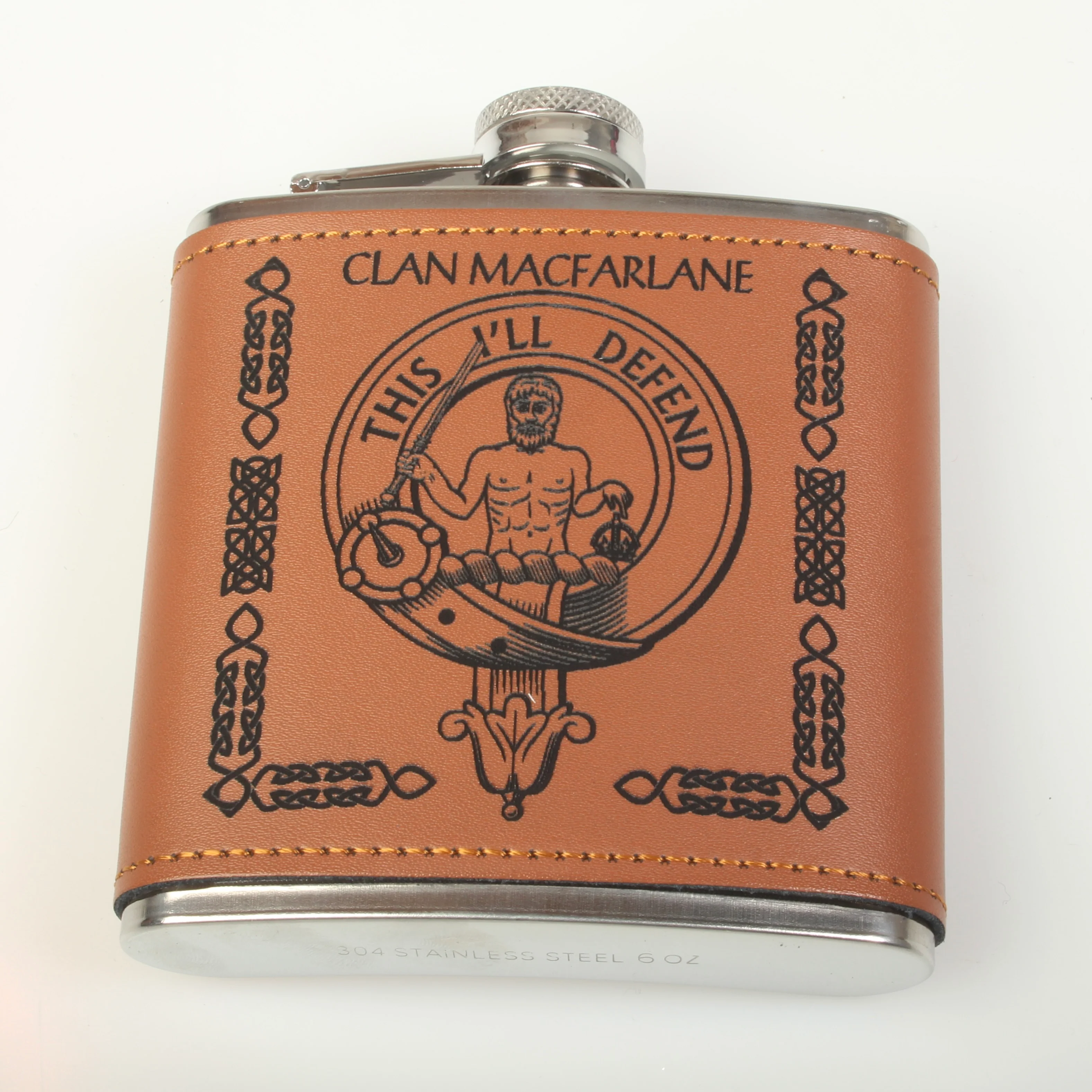 MacFarlane Clan Crest PU Leather Covered Hip Flask - Image 4