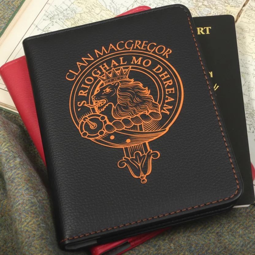 MacGregor Clan Crest Leather Passport Cover