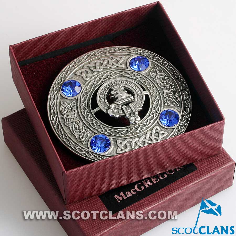 MacGregor Clan Crest Pewter Plaid Brooch - Image 2
