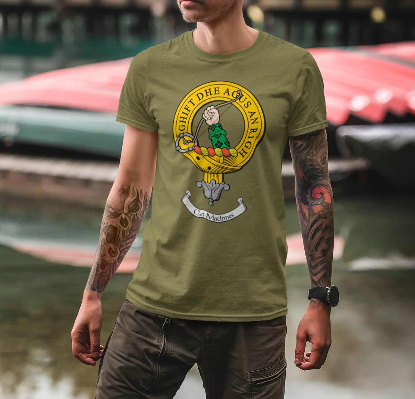MacInnes Clan Crest Gents T-Shirt - Custom Printed Heritage Tee for Proud Clan Members