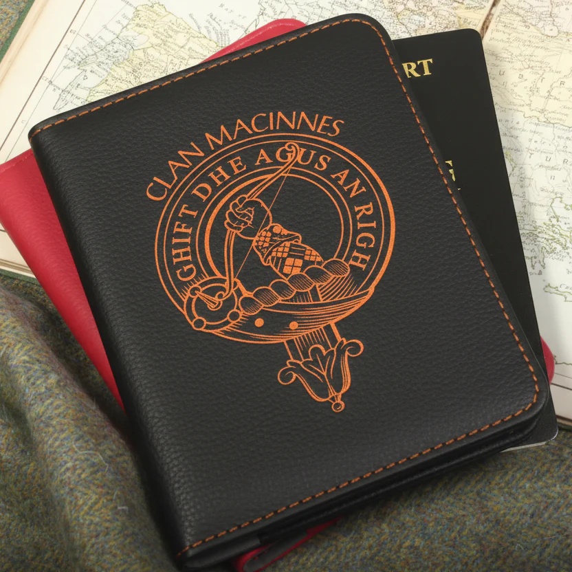 MacInnes Clan Crest Leather Passport Cover