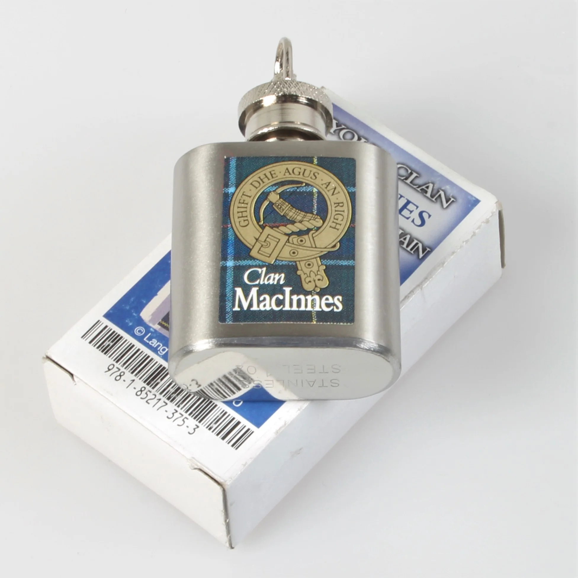 Shaw Clan Crest Nip Flask (to clear) Keyring