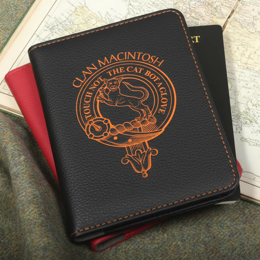 Macintosh Clan Crest Leather Passport Cover
