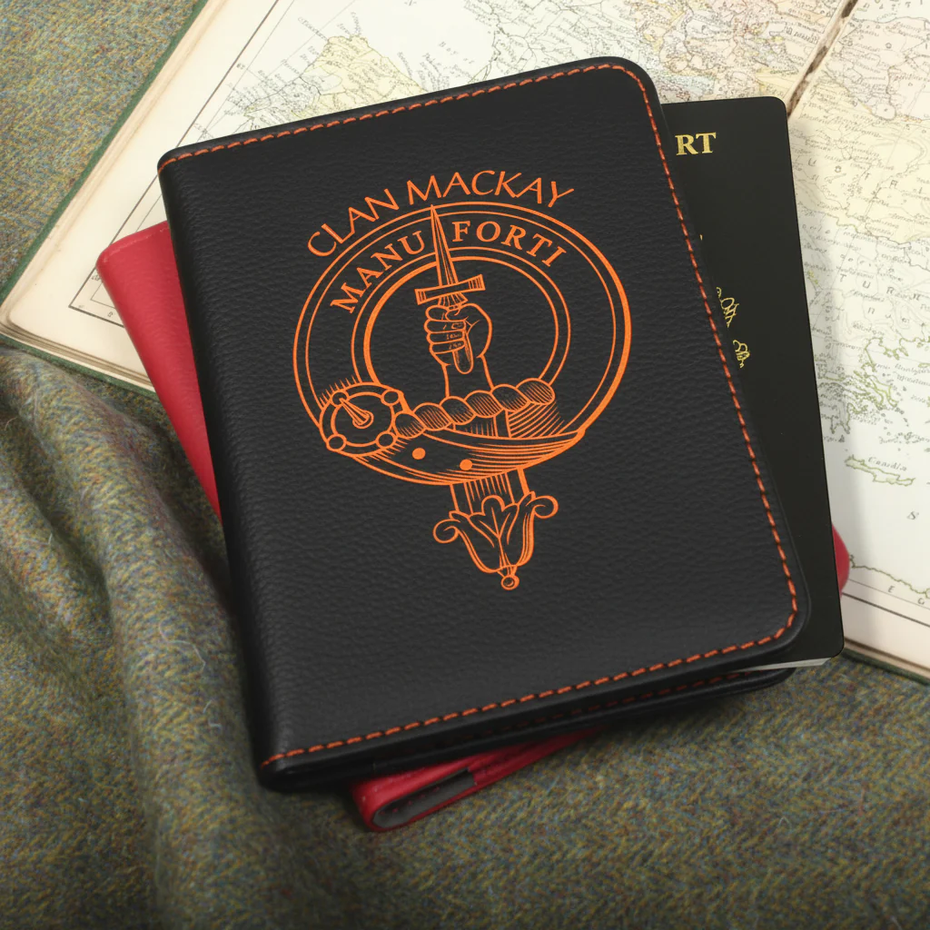 MacKay Clan Crest Leather Passport Cover