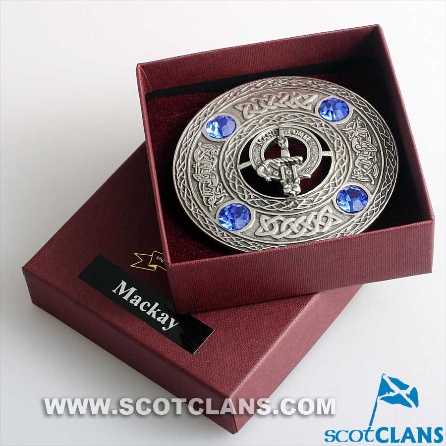 MacKay Clan Crest Pewter Plaid Brooch - Image 2
