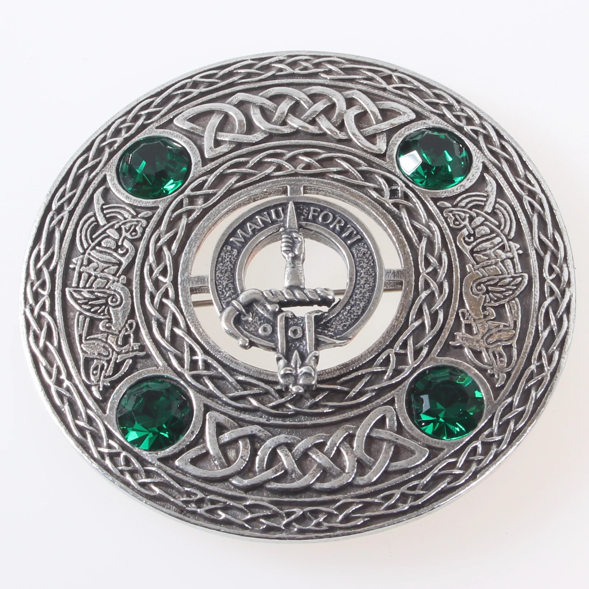 MacKay Clan Crest Pewter Plaid Brooch - Image 3