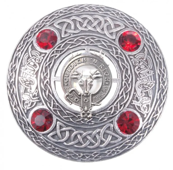 MacKenzie Seaforth Clan Crest Pewter Plaid Brooch