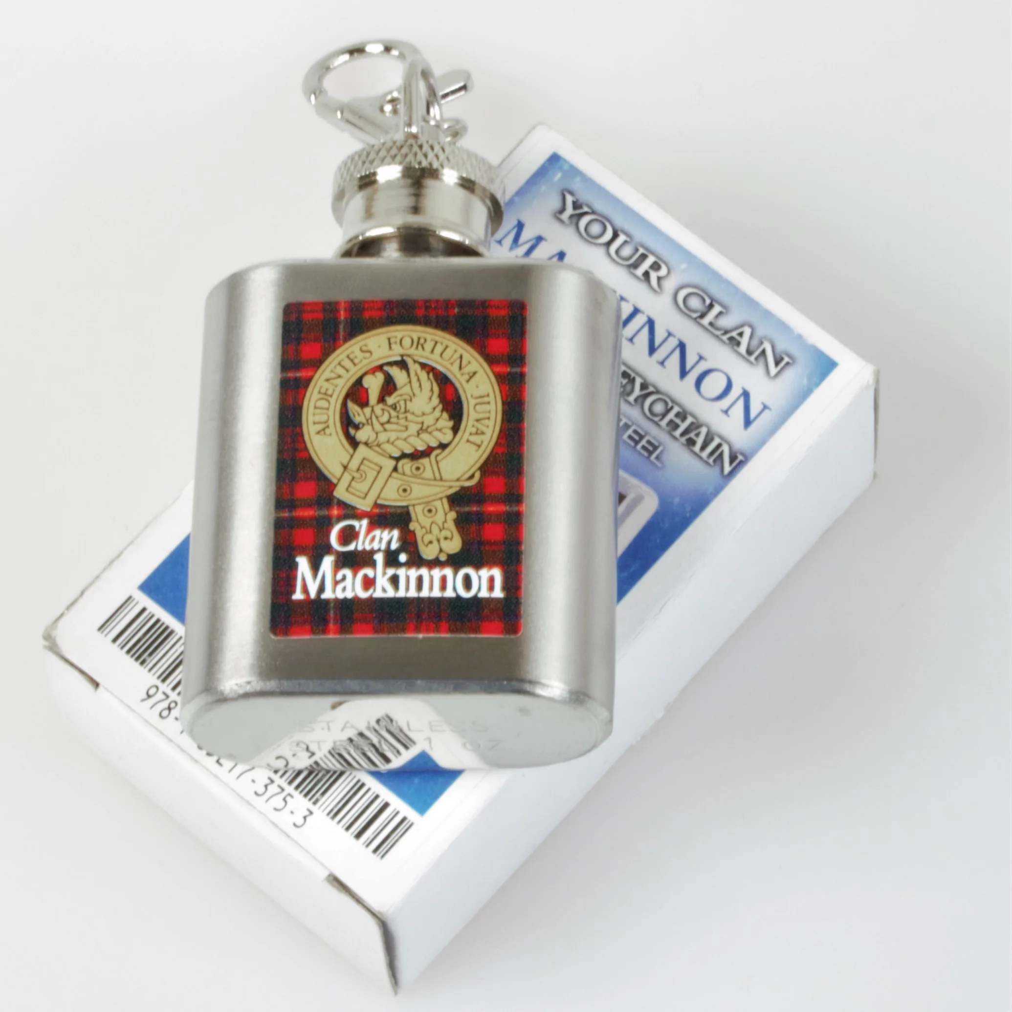 Shaw Clan Crest Nip Flask (to clear) Keyring