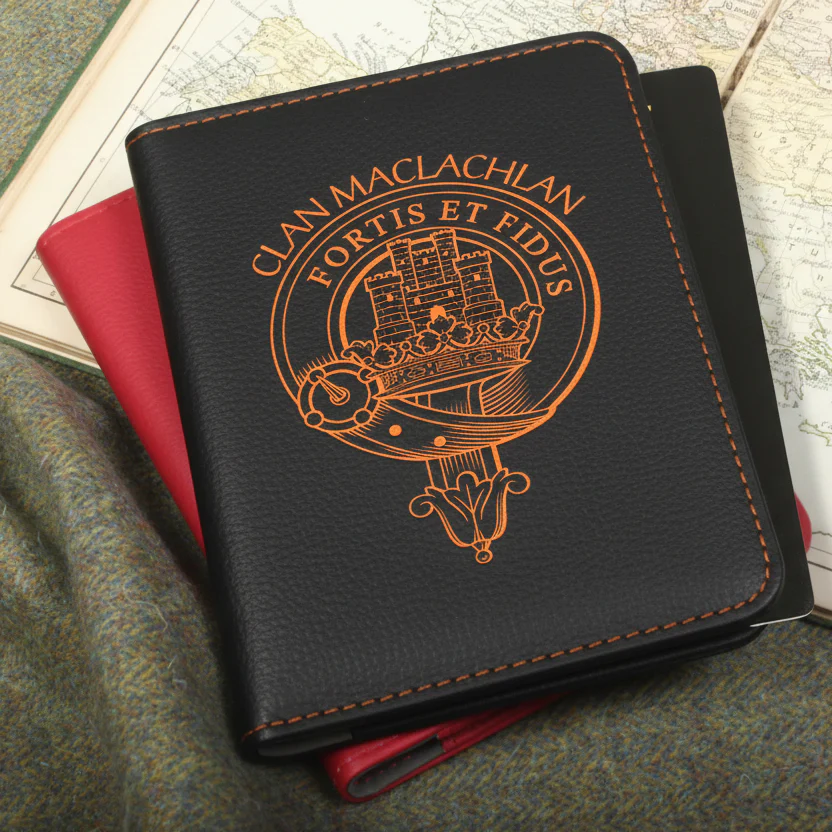 MacLachlan Clan Crest Leather Passport Cover