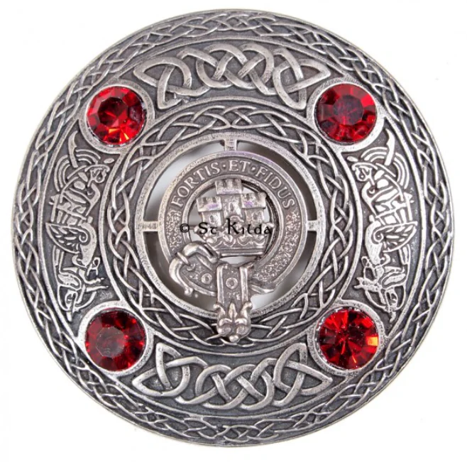 MacLachlan Clan Crest Pewter Plaid Brooch