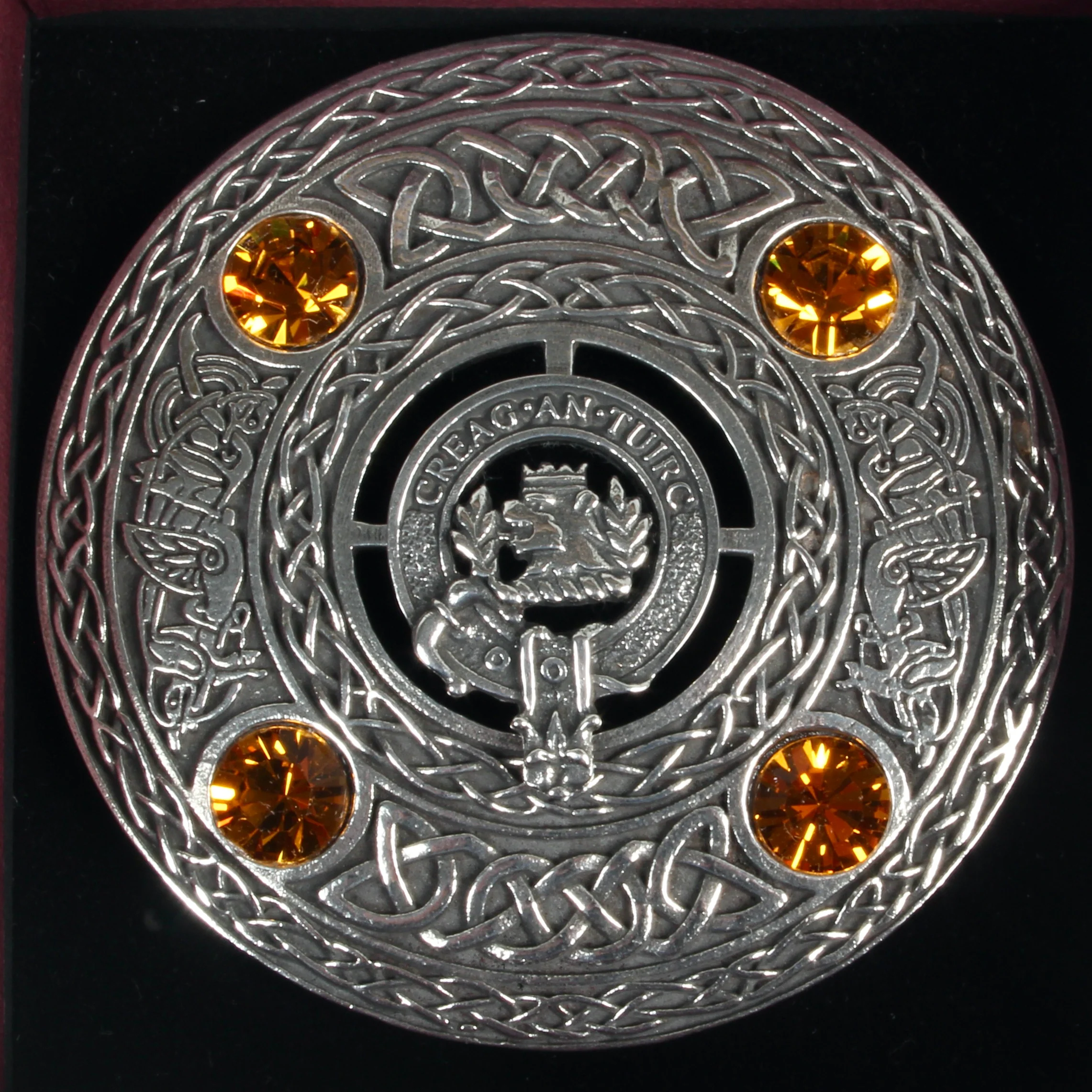 MacLaren Clan Crest Pewter Plaid Brooch - Image 2