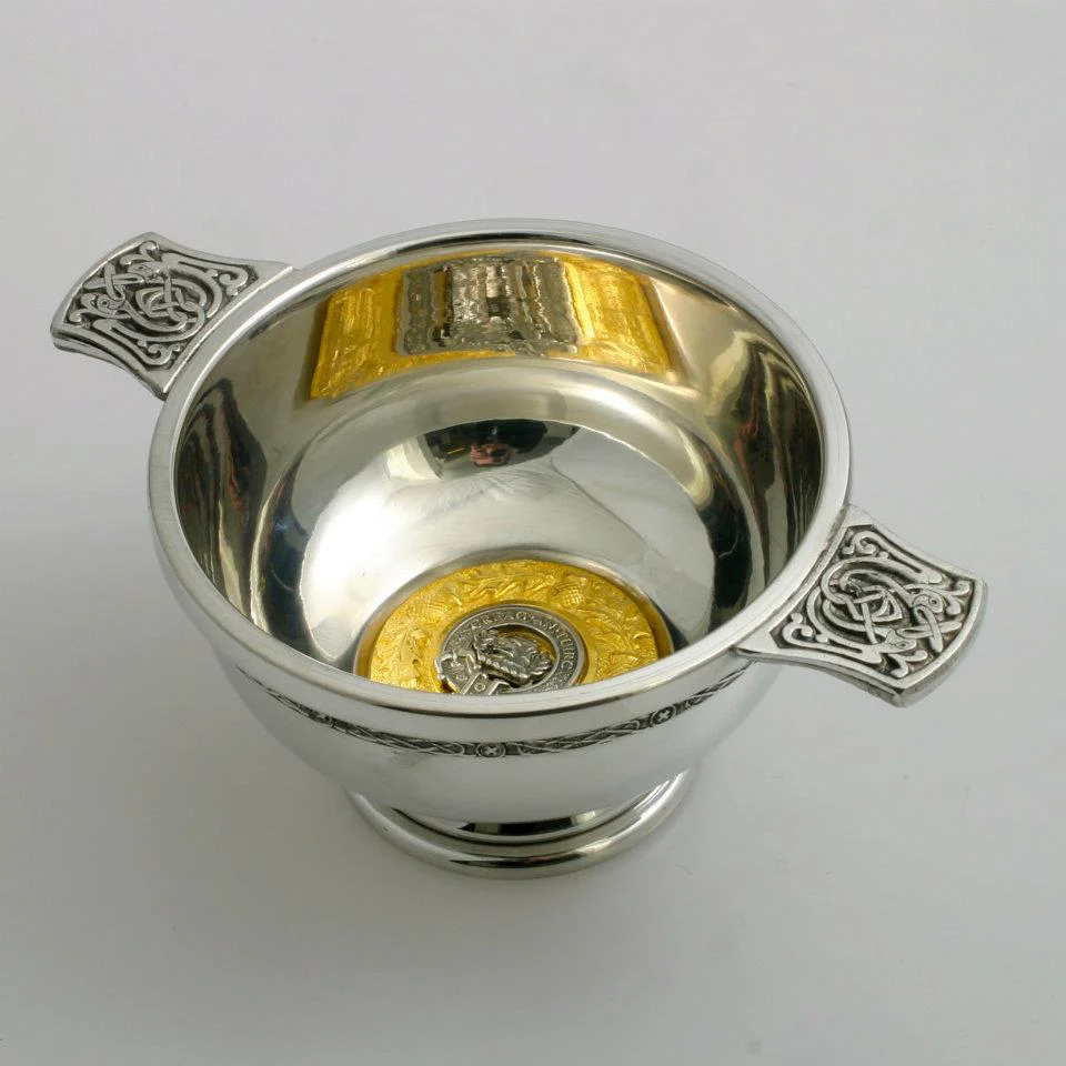 MacLaren Clan Crest Quaich with Gold Trim - Image 2