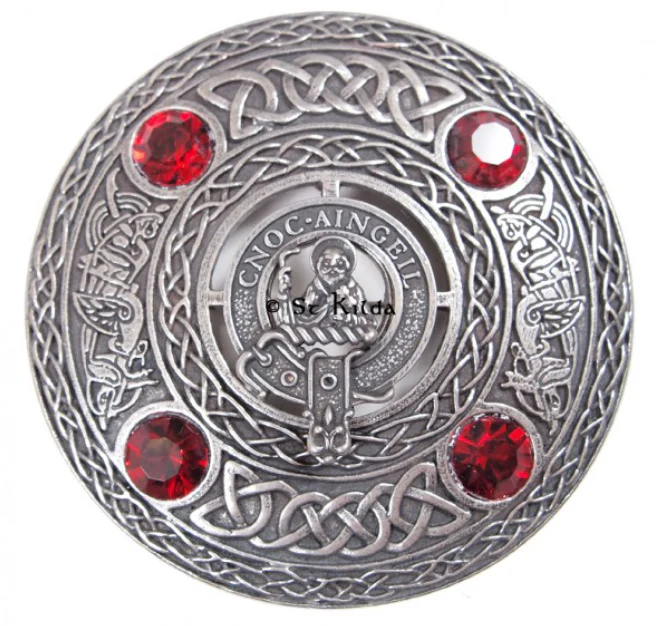MacLean Clan Crest Pewter Plaid Brooch
