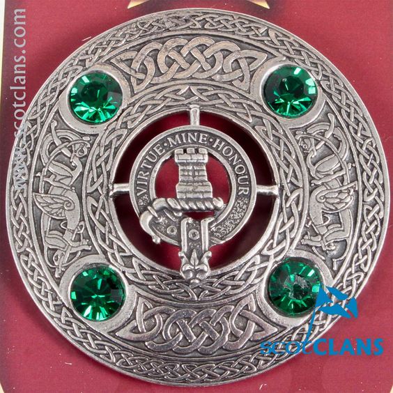 MacLean Clan Crest Pewter Plaid Brooch - Image 2