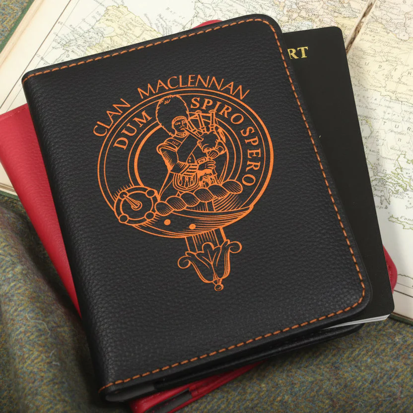 Maclennan Clan Crest Leather Passport Cover