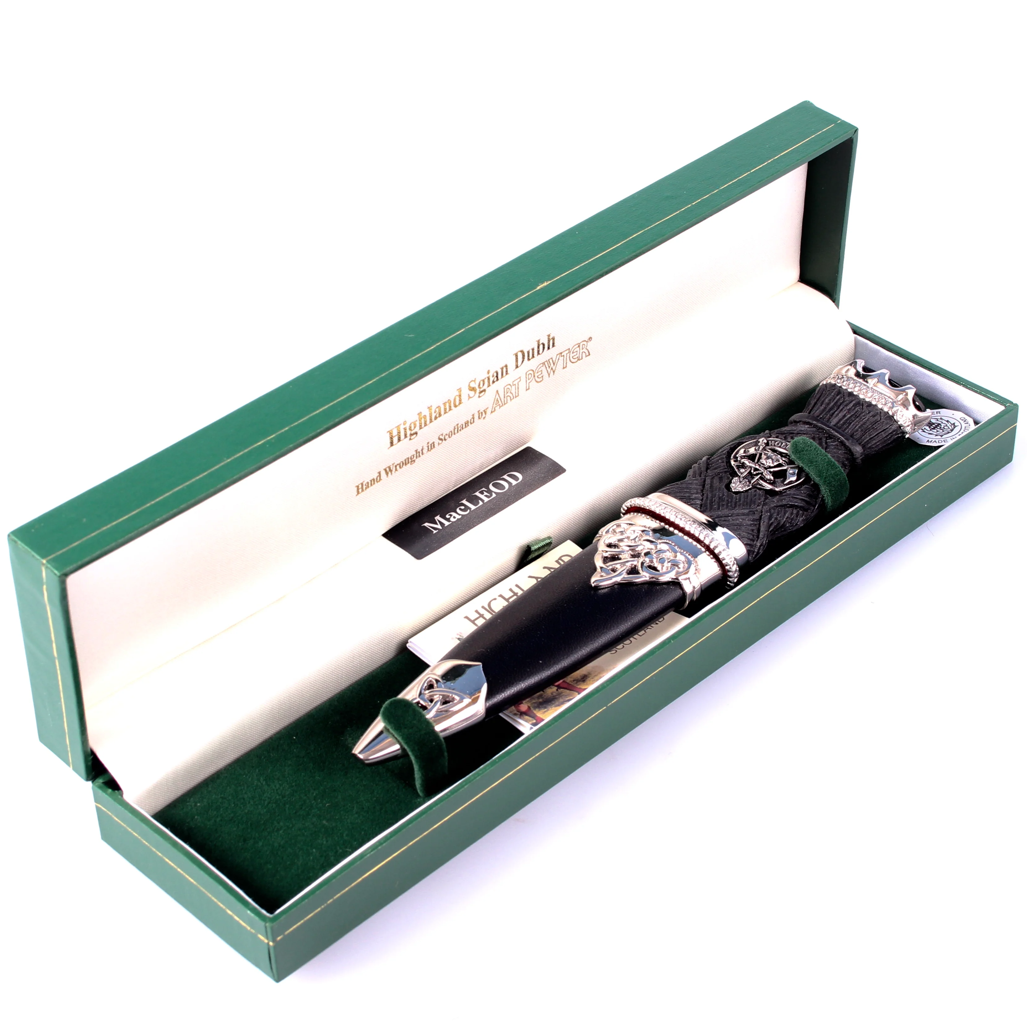 Macleod Clan Crest Deluxe Stone Top Thistle Design Sgian Dubh - Image 3