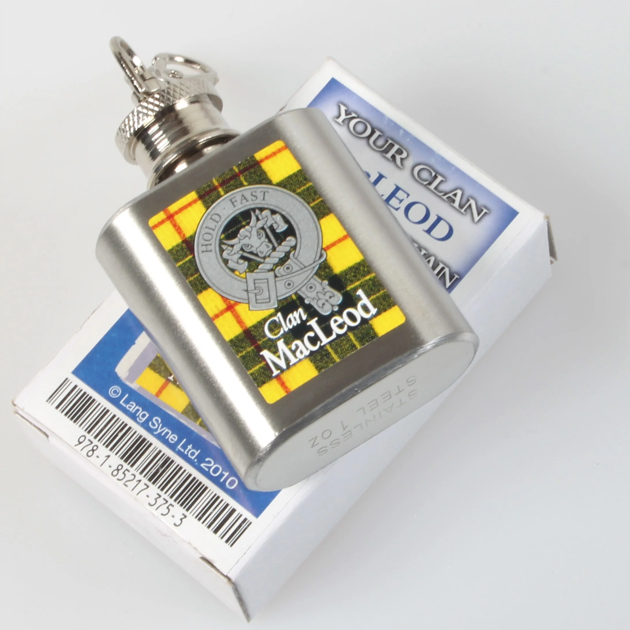Shaw Clan Crest Nip Flask (to clear) Keyring