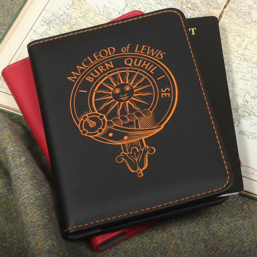 Macleod of Lewis Clan Crest Leather Passport Cover