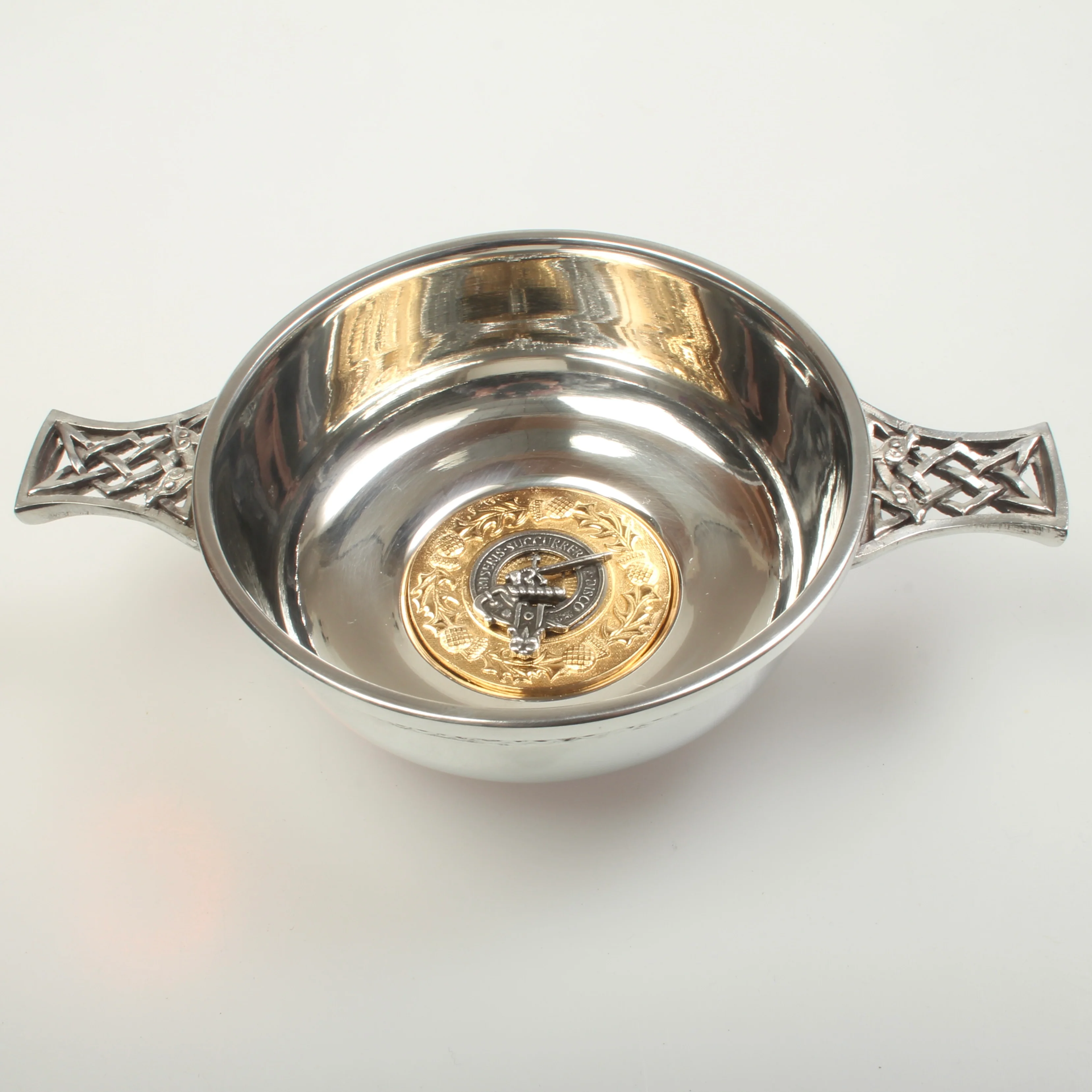 MacMillan Clan Crest Quaich with Gold Trim - Image 3