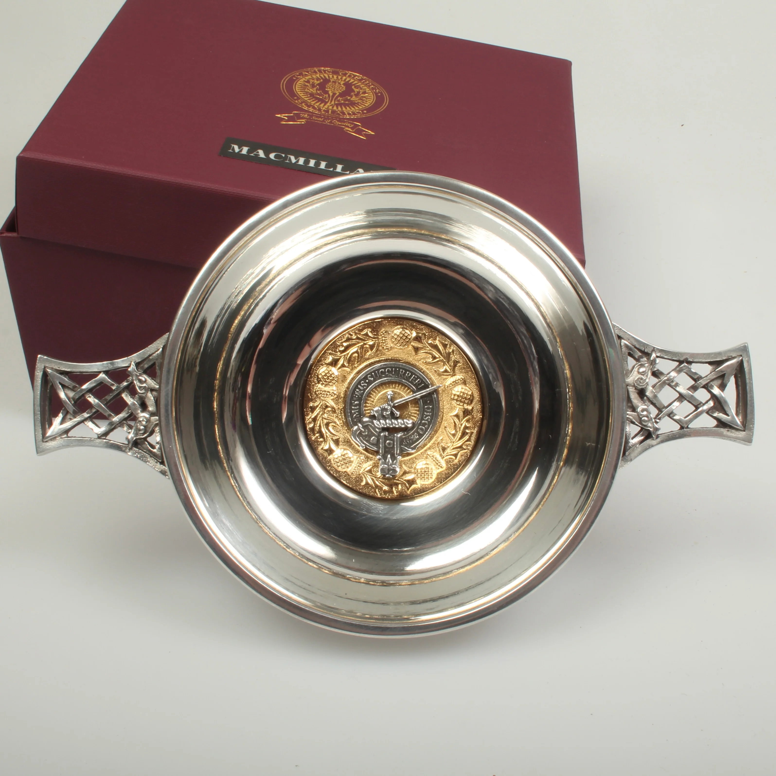 MacMillan Clan Crest Quaich with Gold Trim - Image 4