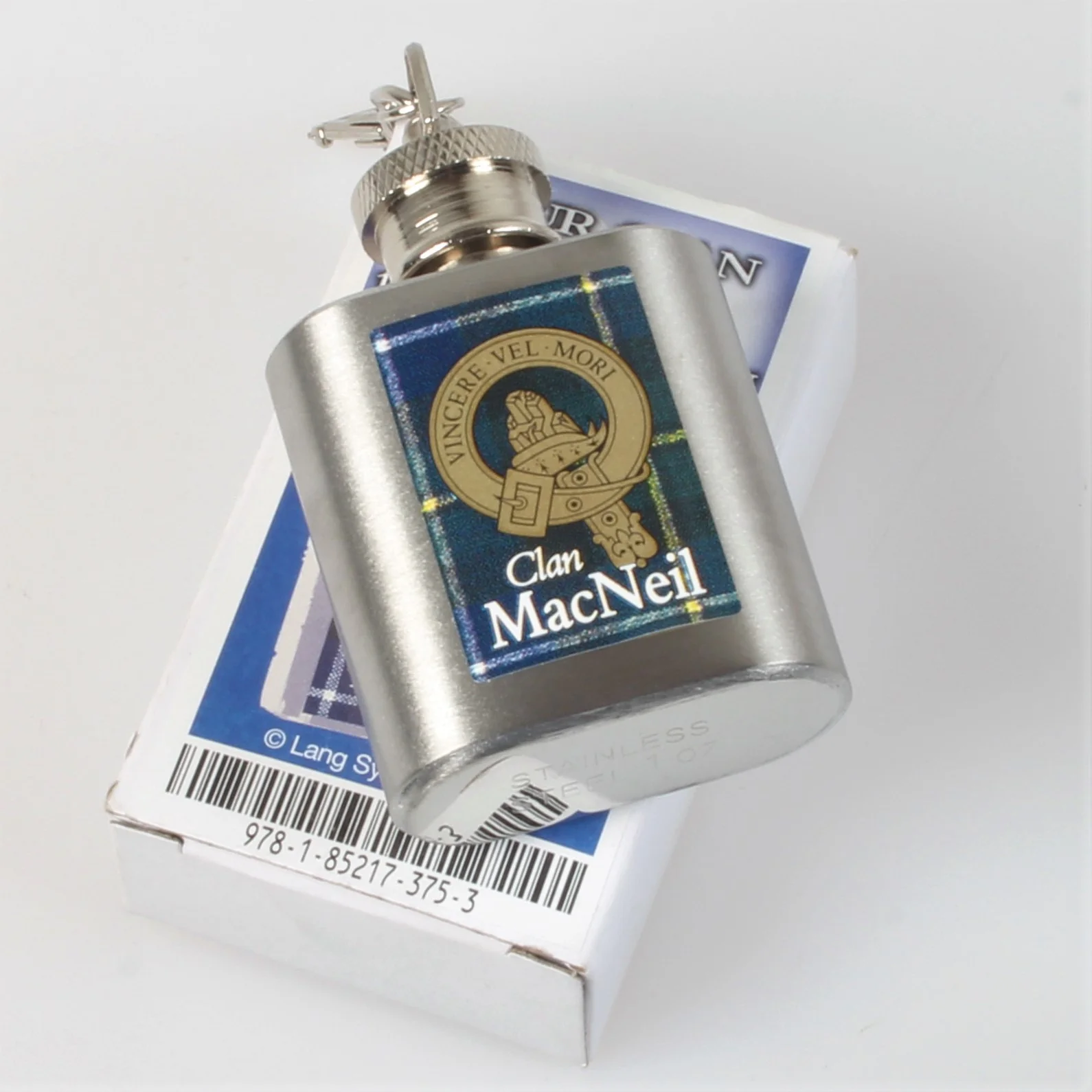 Shaw Clan Crest Nip Flask (to clear) Keyring