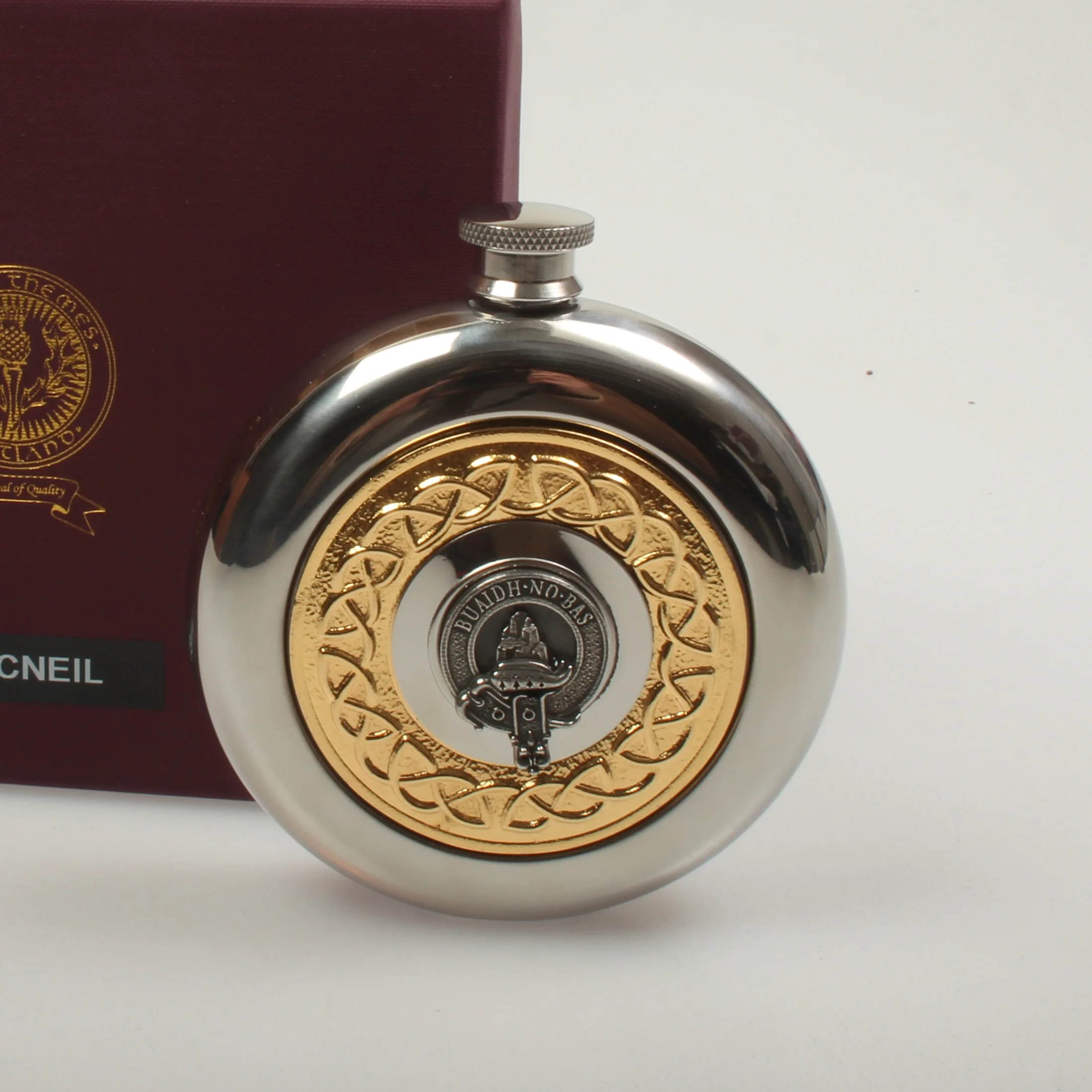 MacNeil Clan Crest Pewter Sporran Flask