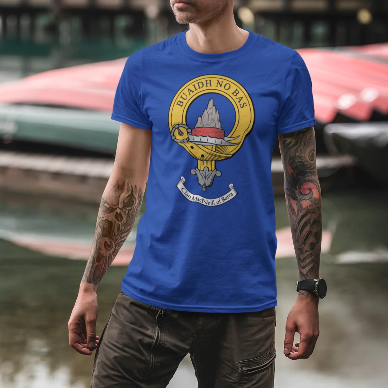 MacNeil of Barra Clan Crest T-Shirt for Men - Custom Made Heritage Tee in Various Sizes