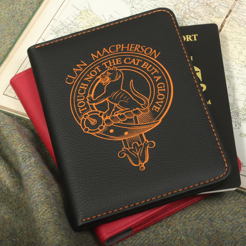 MacPherson Clan Crest Leather Passport Cover