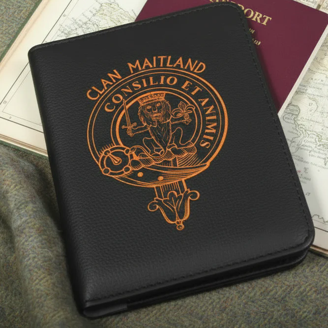 Maitland Clan Crest Leather Passport Cover