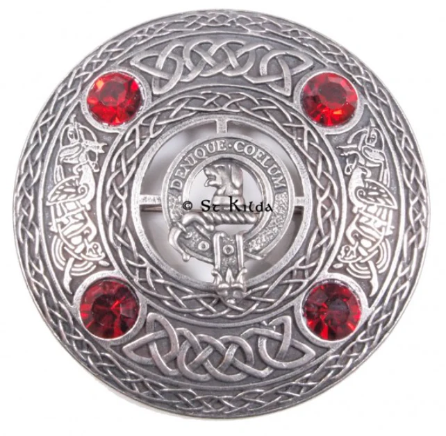 Melville Clan Crest Pewter Plaid Brooch