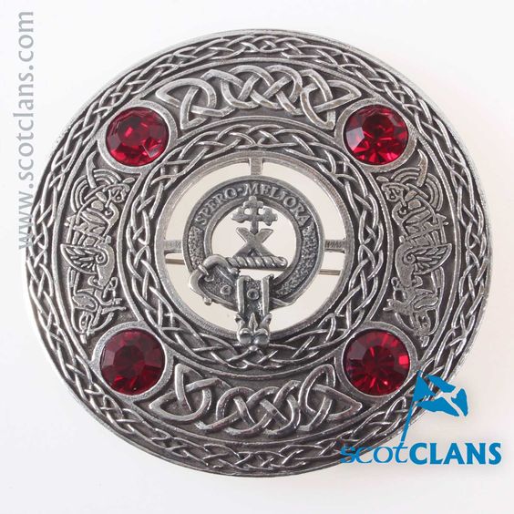Moffat Clan Crest Pewter Plaid Brooch - Image 2