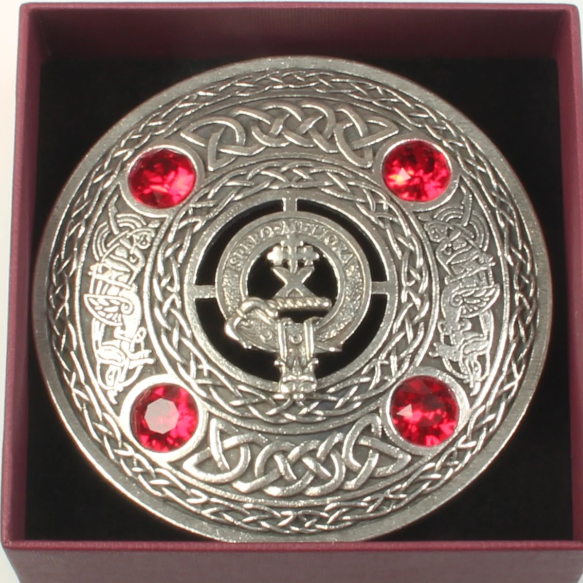 Moffat Clan Crest Pewter Plaid Brooch - Image 3